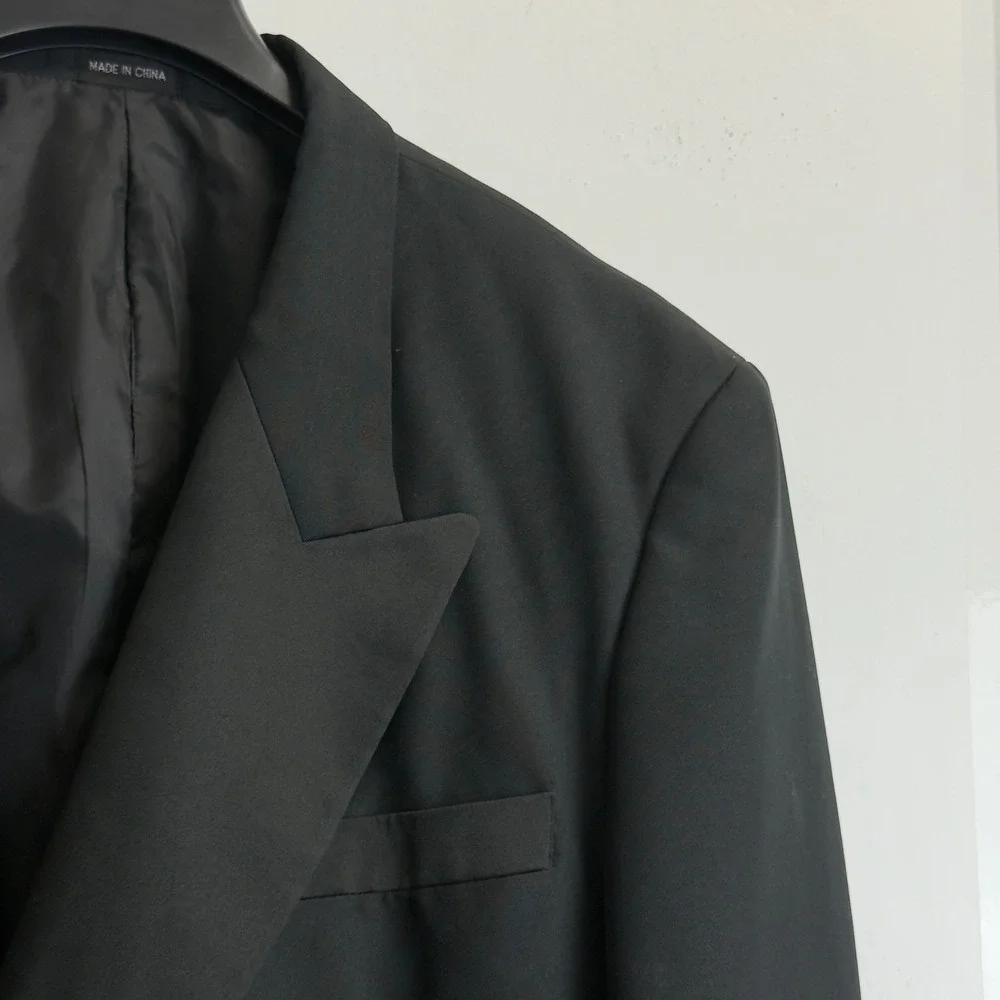 Dino Divinci Mens 44L Double Breasted Tuxedo Jacket Satin Peak Lapel‎ Blazer
